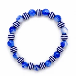 Handgefertigtes Perlenarmband Blau Weiß Gestreift für Wiederverkäufer