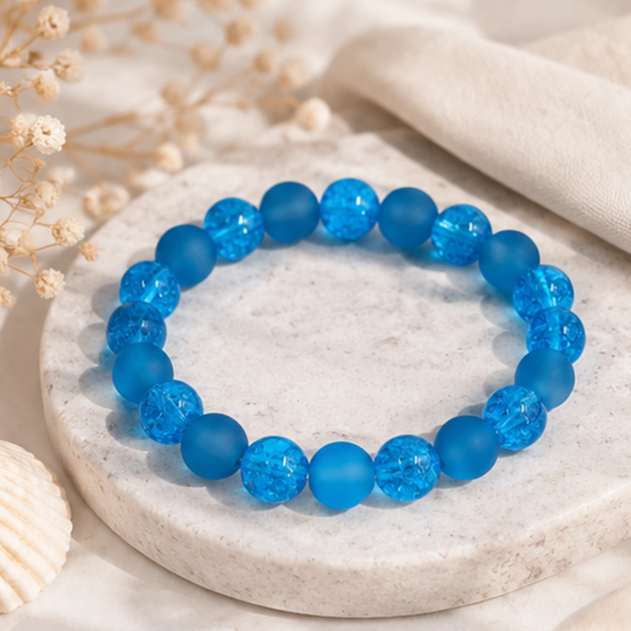 Blaues Perlenarmband mit Glitzereffekt B2B